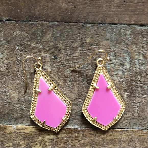 FINAL PRICE Hot Pink Tear Drop Earrings - Picture 2 of 2